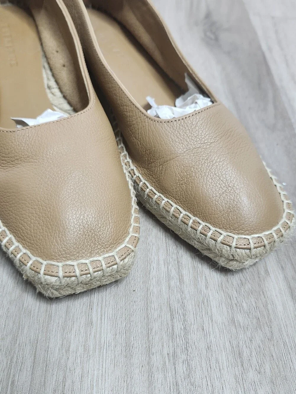 Everlane Leather Espadrille Womens 6.5 Tan Caramel Slip On Classic Neutral Work